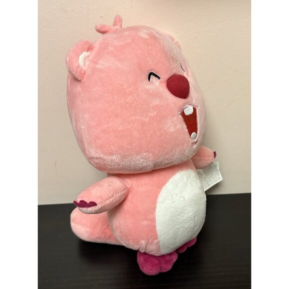 Zanmang Loopy Pink Beaver Plush Stuffed Animal 10” Happy Face Closed Eyes Toy - Picture 4 of 8